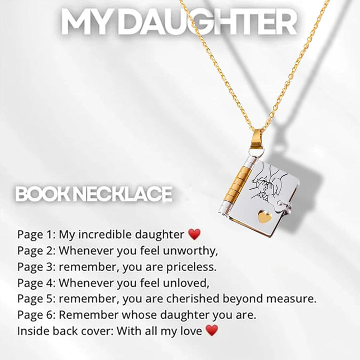 Miniature book charm pendant in gold and silver with chain and matching tortoiseshell case