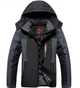 Men's hooded colour block winter coat with front zip and pockets