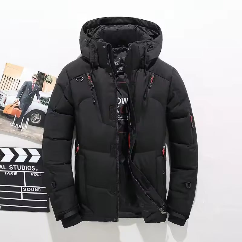 Men's padded hooded parka jacket with zipped pockets