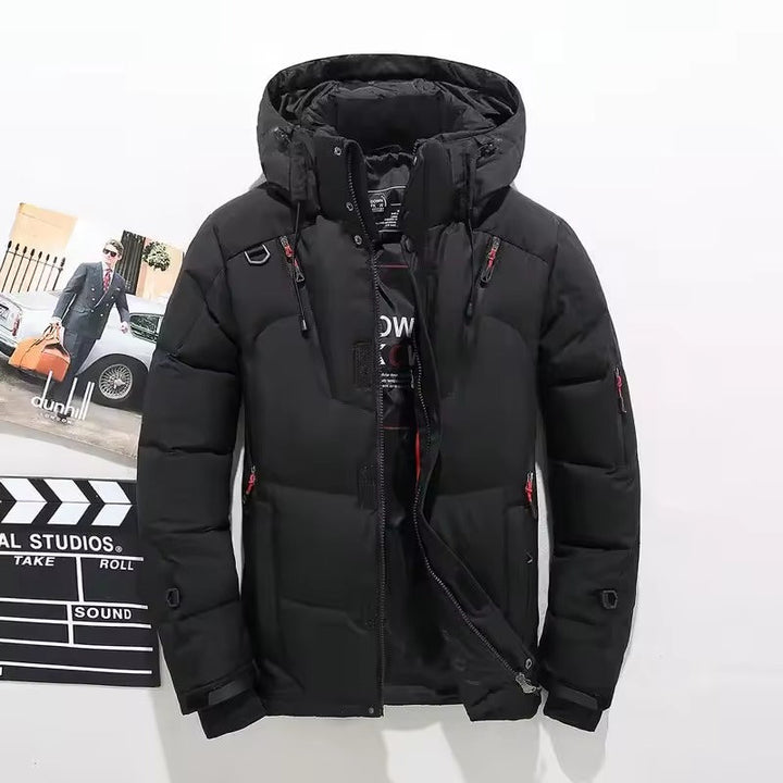 Men's padded hooded parka jacket with zipped pockets
