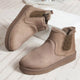 Women's winter ankle boots with faux fur lining and elastic side panels