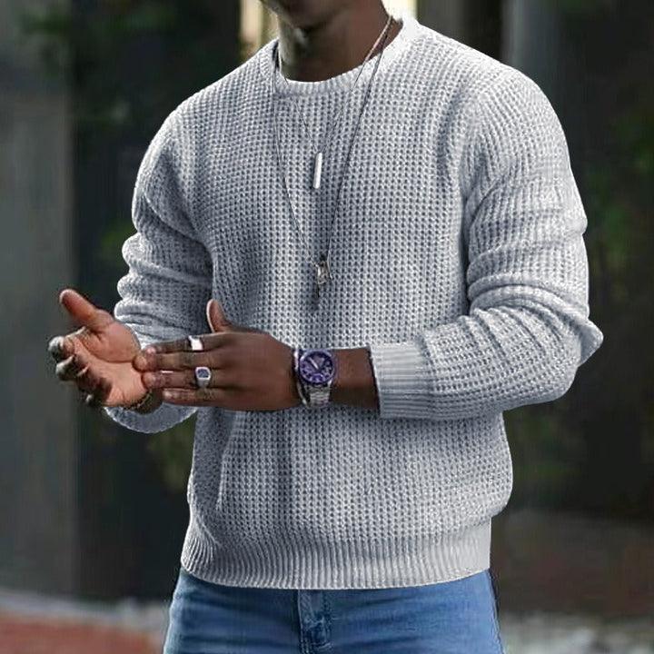 Men's textured crew neck jumper with long sleeves