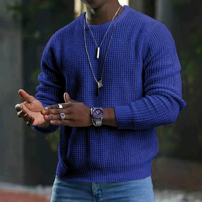 Men's textured crew neck jumper with long sleeves