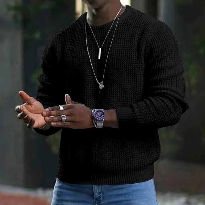 Men's textured crew neck jumper with long sleeves