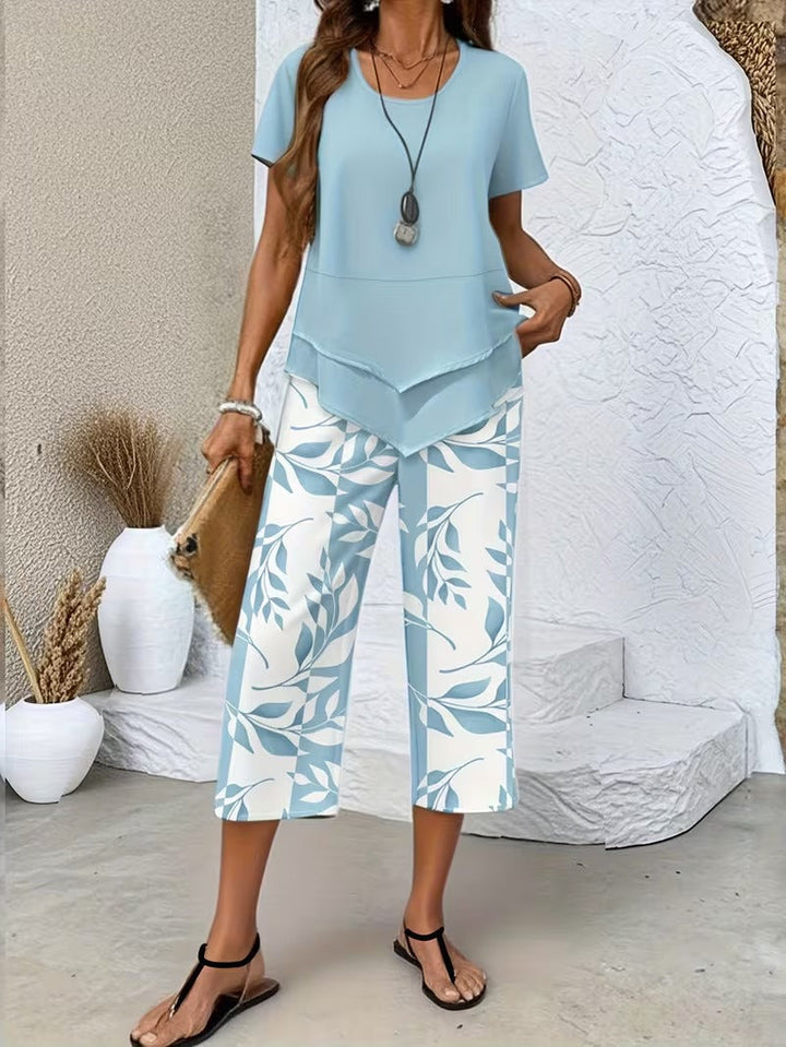Women's two-piece leaf-print co-ord set