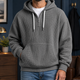 Men's textured waffle hoodie with hood, zip neckline and kangaroo pocket