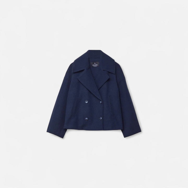 Women's cropped double-breasted blazer with notched lapels