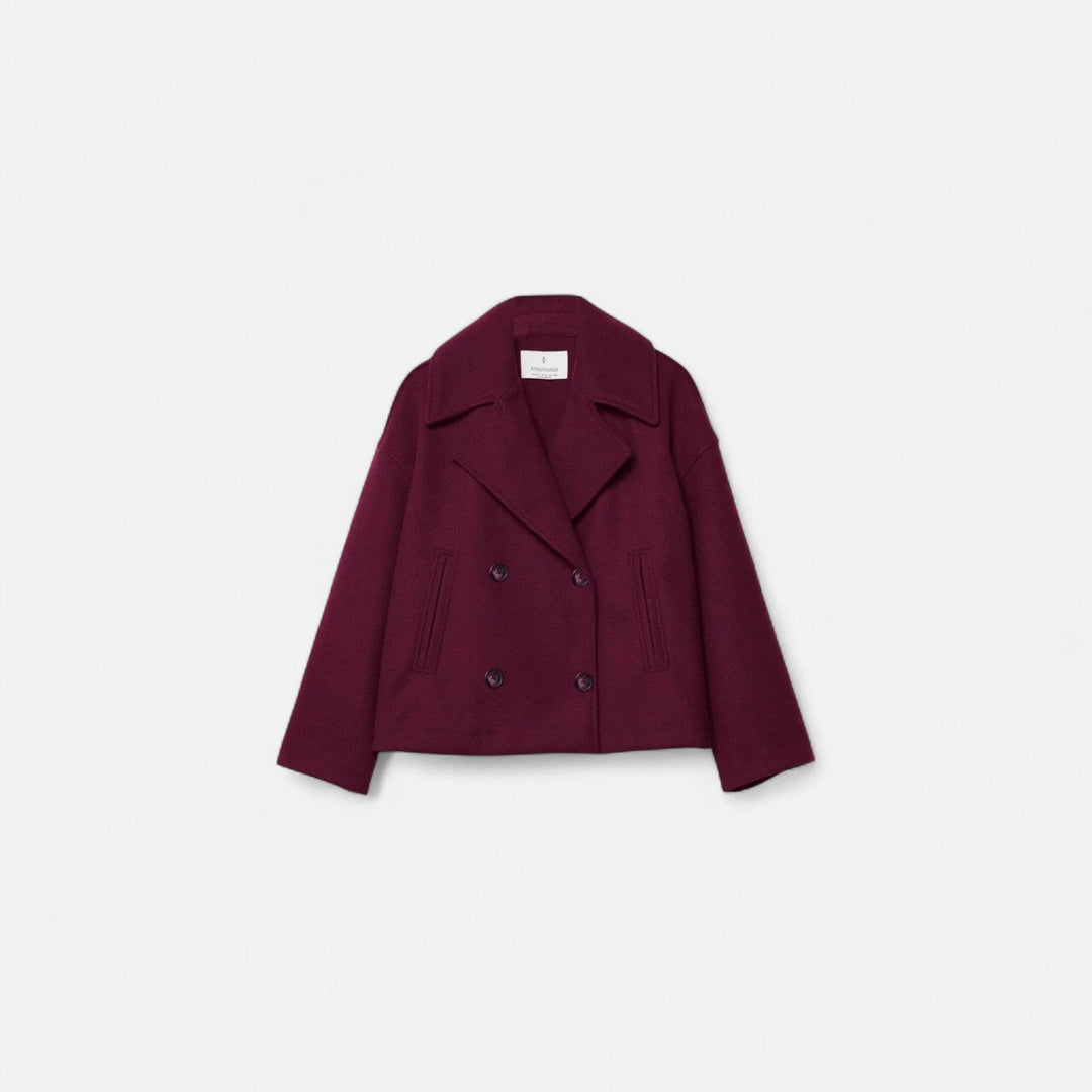 Women's cropped double-breasted blazer with notched lapels