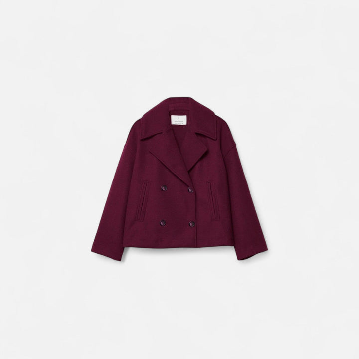 Women's cropped double-breasted blazer with notched lapels