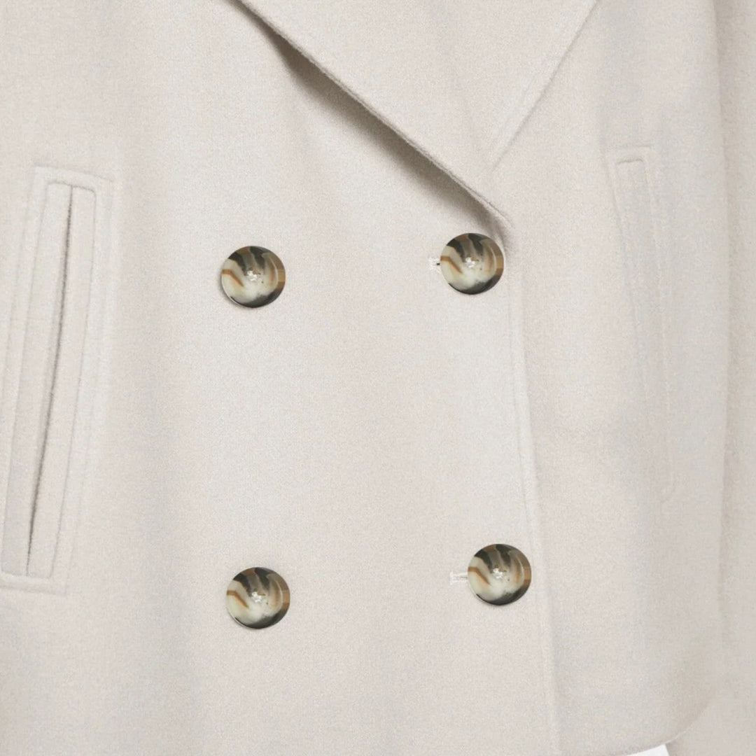 Women's cropped double-breasted blazer with notched lapels