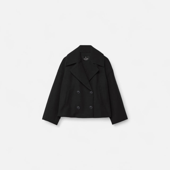 Women's cropped double-breasted blazer with notched lapels