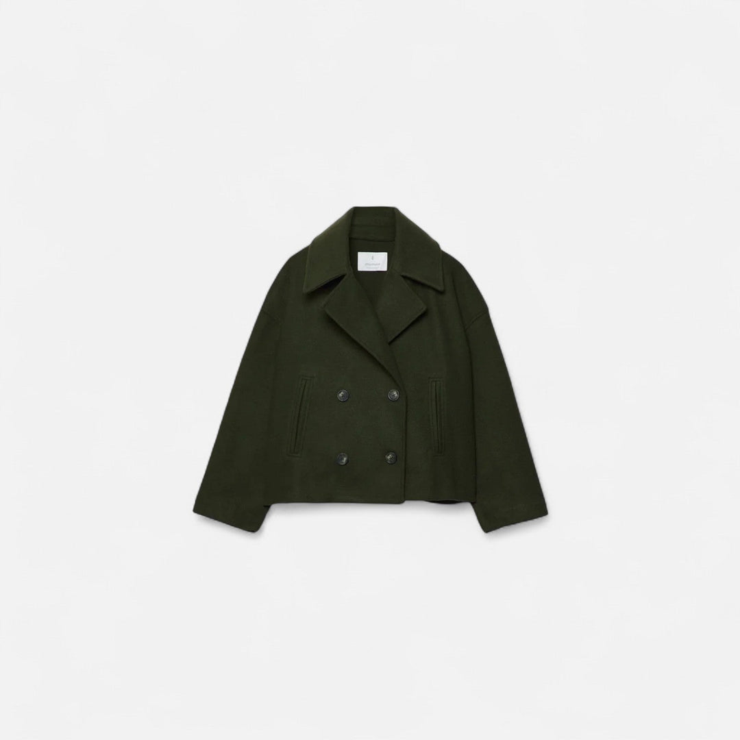 Women's cropped double-breasted blazer with notched lapels
