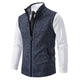 Men's textured sleeveless gilet with stand collar, front zip and zipped pockets