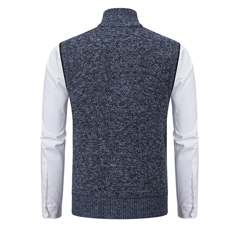 Men's textured sleeveless gilet with stand collar, front zip and zipped pockets