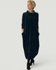 Women's velvet maxi dress with mock neckline, 3/4 sleeves and side pockets