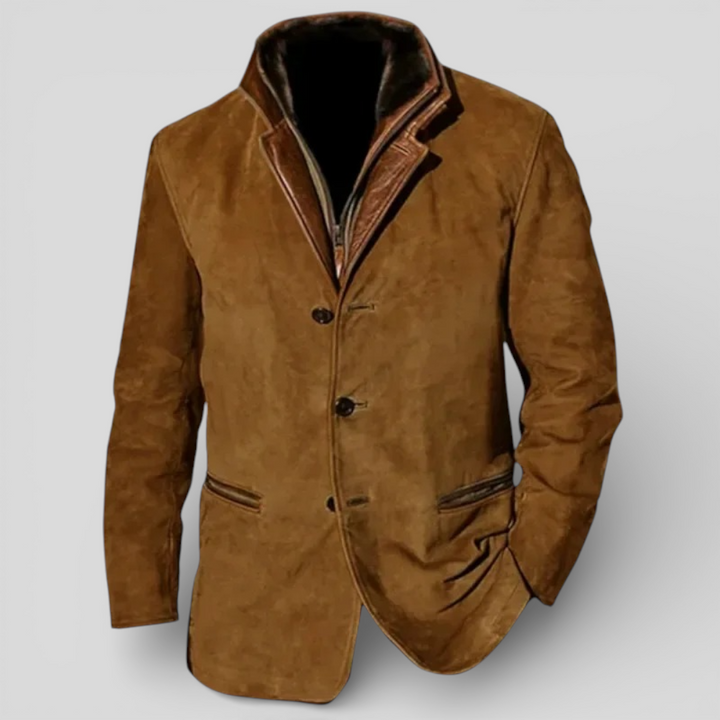 Men's structured lapel coat with button fastening and zipped pockets