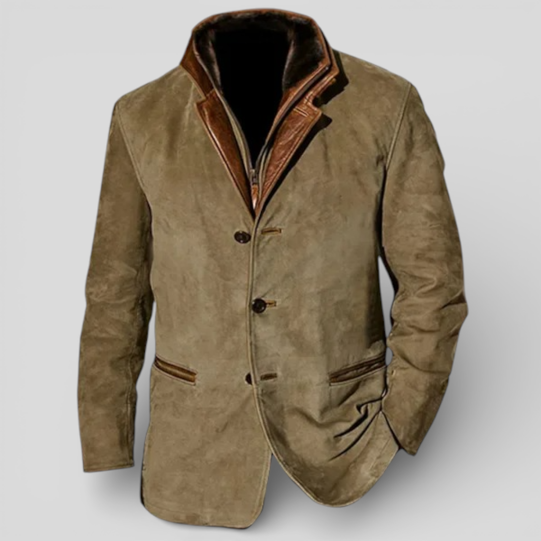 Men's structured lapel coat with button fastening and zipped pockets