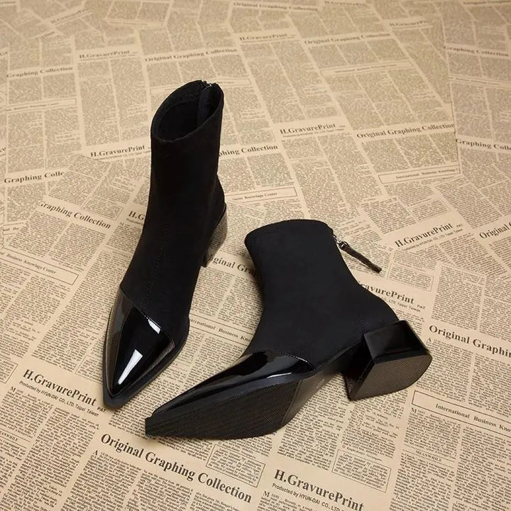 Women's pointed toe block heel ankle boots