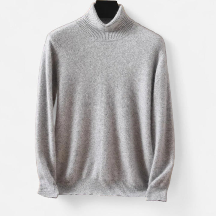 Men's plain long-sleeve roll neck jumper with ribbed trims