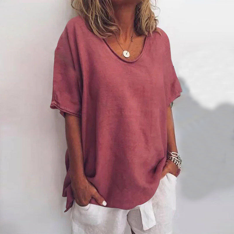 Women's Relaxed Basic T-Shirt — Round Neck Lightweight Summer Tee