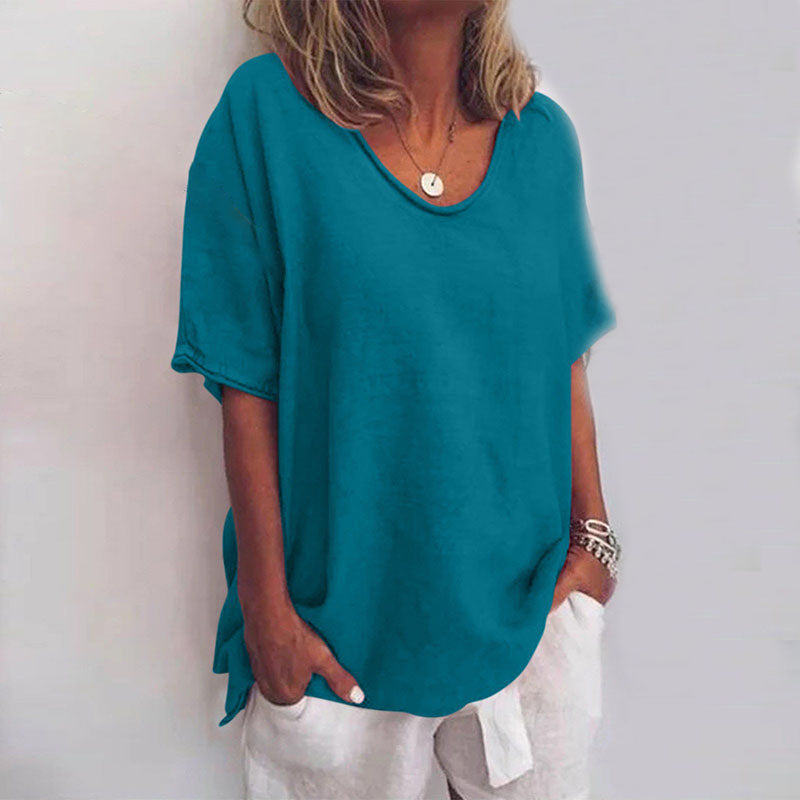 Women's Relaxed Basic T-Shirt — Round Neck Lightweight Summer Tee