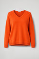 Women's long-sleeve V-neck jumper with ribbed trims