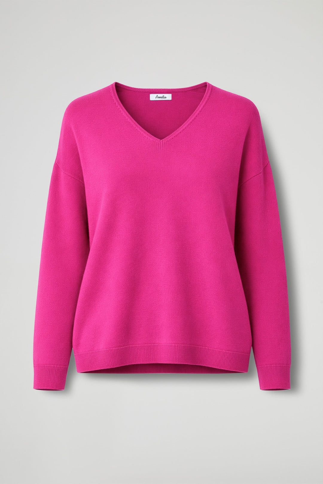 Women's long-sleeve V-neck jumper with ribbed trims