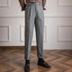 Men's pleated straight leg trousers with turn-up ankle hems