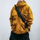 Men's hooded windbreaker jacket with multiple pockets and zip front