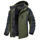 Men's hooded colour-block windbreaker jacket with long sleeves and zipped pockets