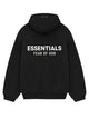 Men's oversized pullover hoodie with hood, long sleeves and front Essentials graphic text