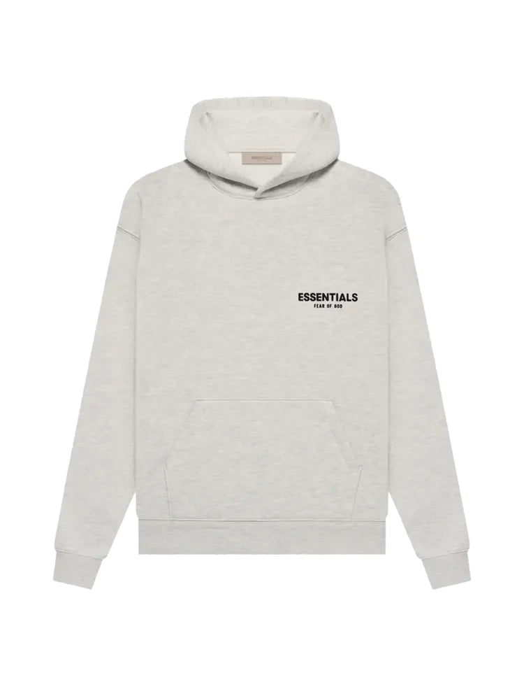 Men's oversized pullover hoodie with hood, long sleeves and front Essentials graphic text