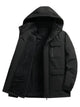 Men's hooded padded parka coat with utility pockets and long sleeves