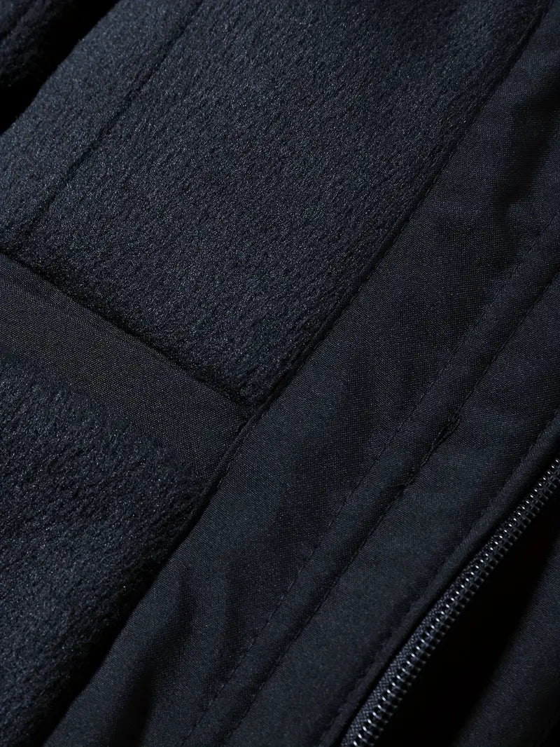 Men's hooded padded parka coat with utility pockets and long sleeves