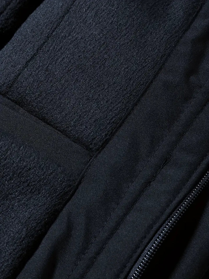 Men's hooded padded parka coat with utility pockets and long sleeves