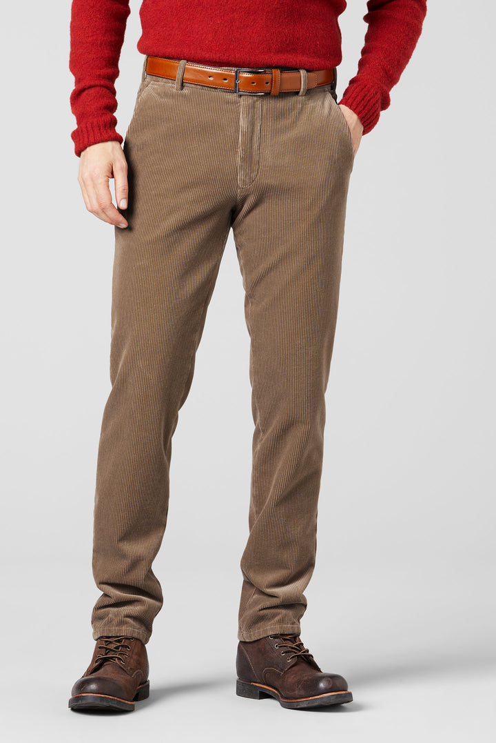 Men's straight leg corduroy trousers with belt loops and front pockets