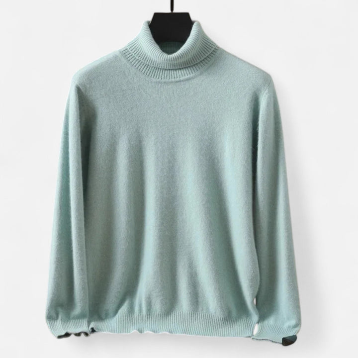 Men's plain long-sleeve roll neck jumper with ribbed trims