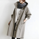 Women's oversized hooded longline coat with button front