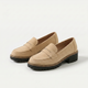 Women's chunky penny loafers with raised vamp straps and lugged soles
