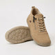 Women's lace-up trainers with side zip and flat textured sole