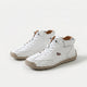 High-top lace-up sneakers with ankle straps, round toes and stitched panel detailing