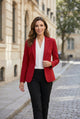 Women's tailored blazer with notched lapels and single-button closure