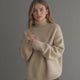 Women's oversized plain turtleneck jumper with long sleeves and ribbed trims