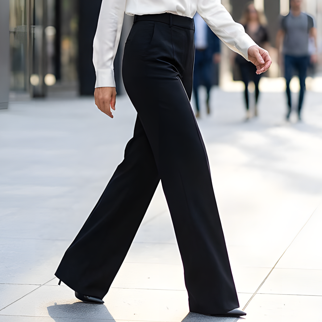 Women's high-waisted wide-leg suit trousers with pleated front
