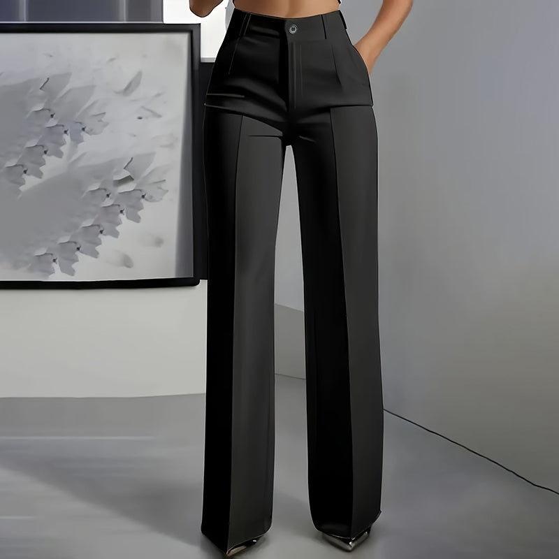 Women's high-waisted wide-leg suit trousers with pleated front
