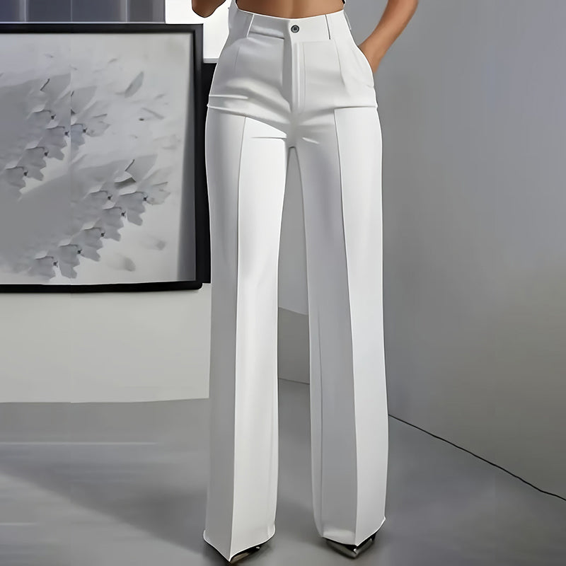 Women's high-waisted wide-leg suit trousers with pleated front