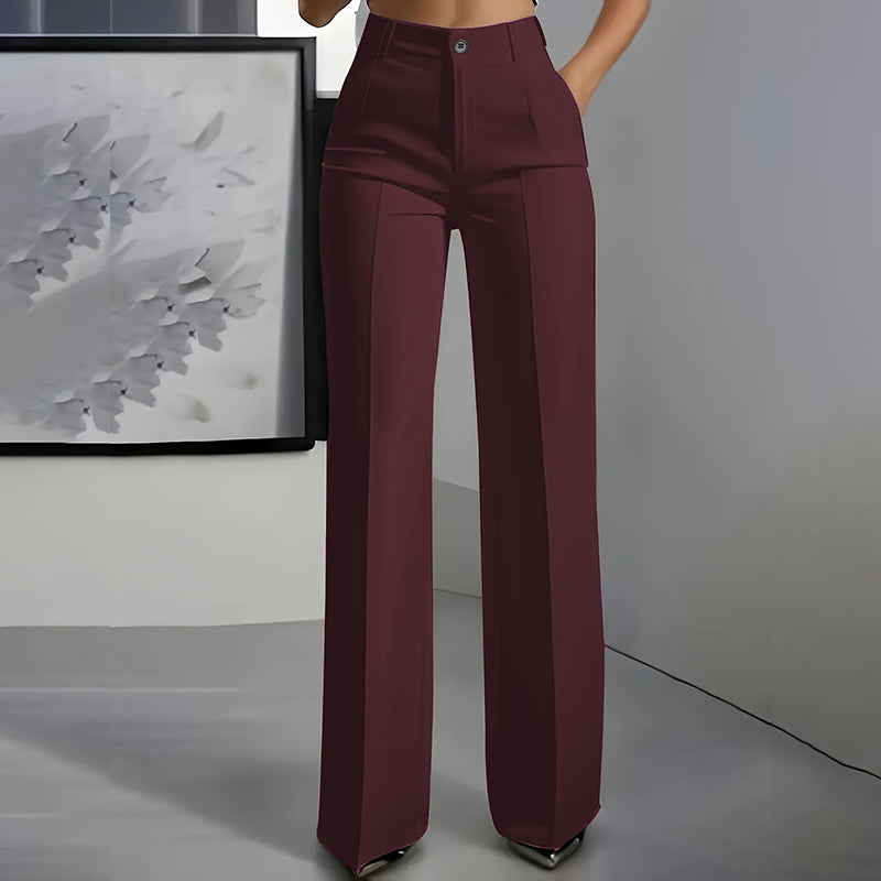 Women's high-waisted wide-leg suit trousers with pleated front