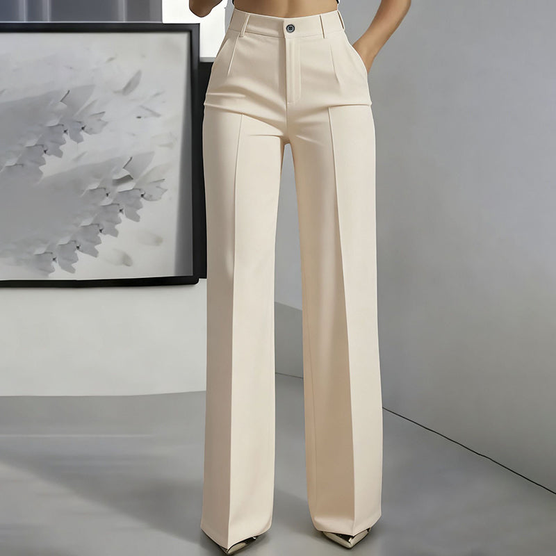 Women's high-waisted wide-leg suit trousers with pleated front