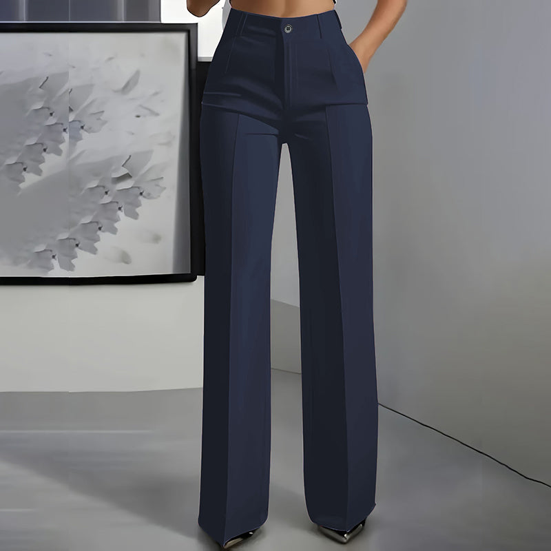 Women's high-waisted wide-leg suit trousers with pleated front