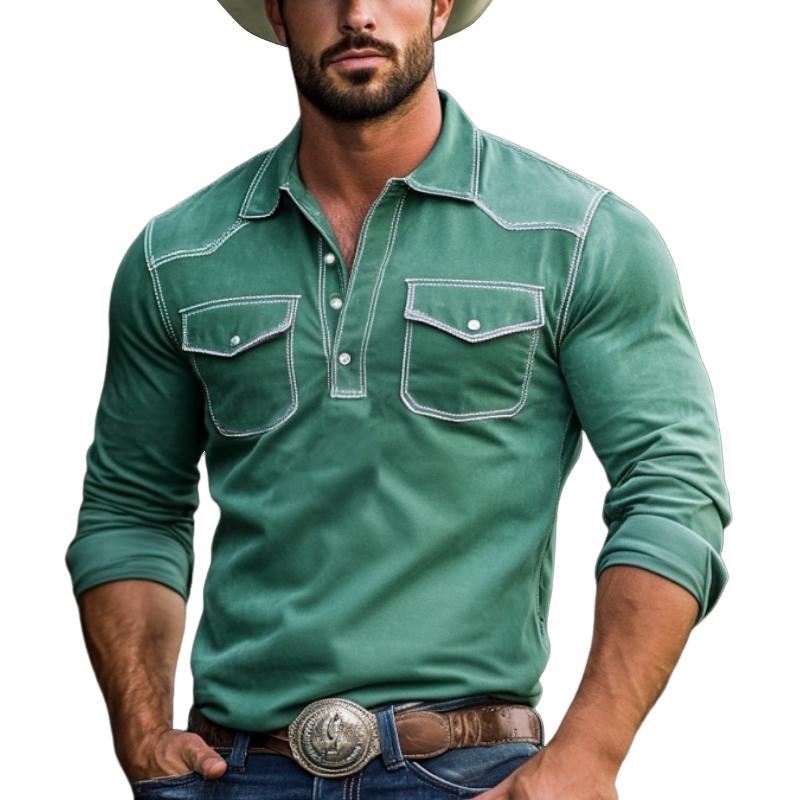 Easton | Men's Suede Long Sleeve Polo Shirt
